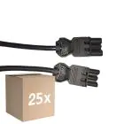 Flerpack 25x Noxion GST - Kompatibel Förlängningskabel Svart - Manlig + Kvinnlig - 1m - 3 pole 1,5mm2