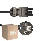 Flerpack 25x Noxion GST-Kompatibel Strömkabel - Kvinnlig + Schuko Europlug - Svart 5m - 3 pole 0.75mm2